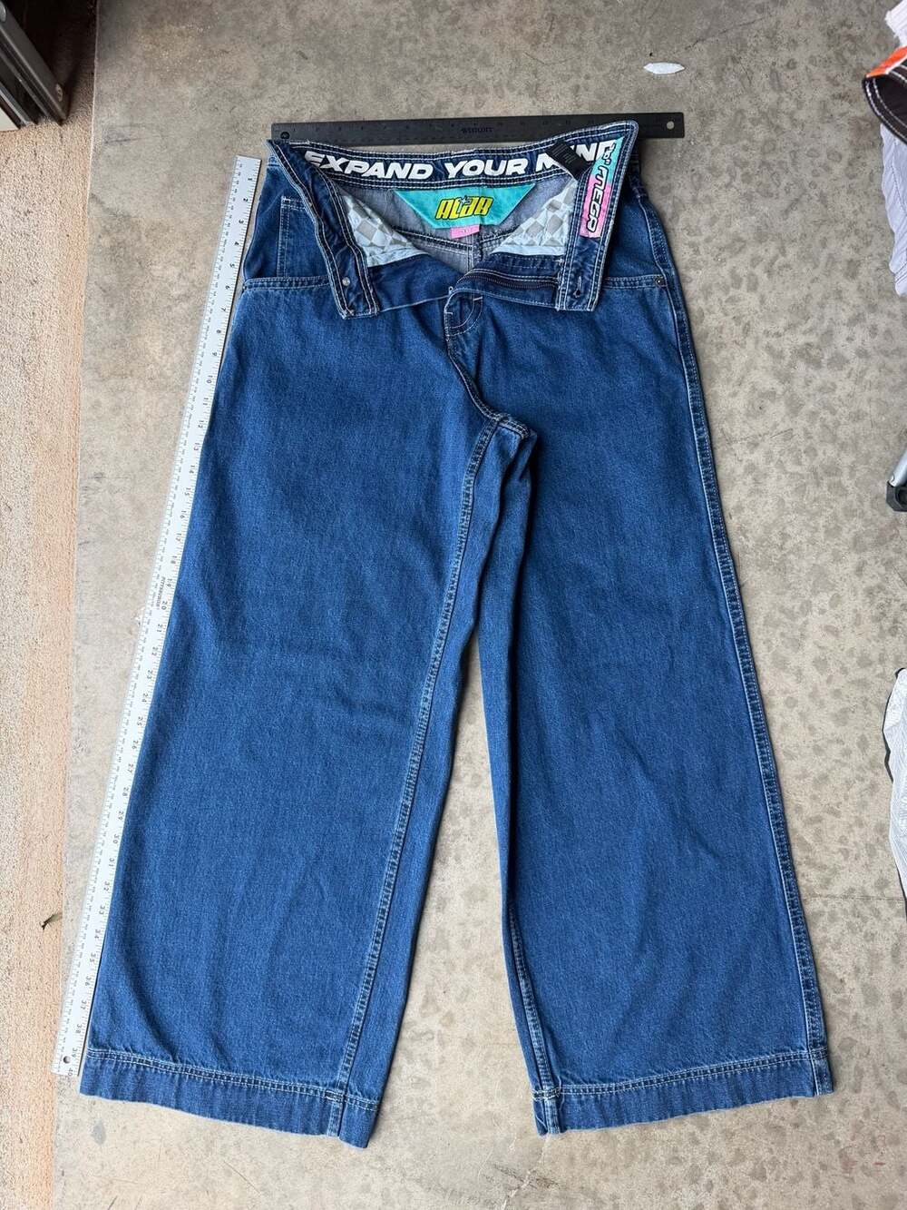 A-Lab 26 Inch Mega Wide Leg Bunny Patch Skater Jeans - Picture 2 of 14